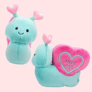 NWT Play Right Hug Me Snail 8 Inch Pink Teal Blue Plush Gift Toy Valentine's Day